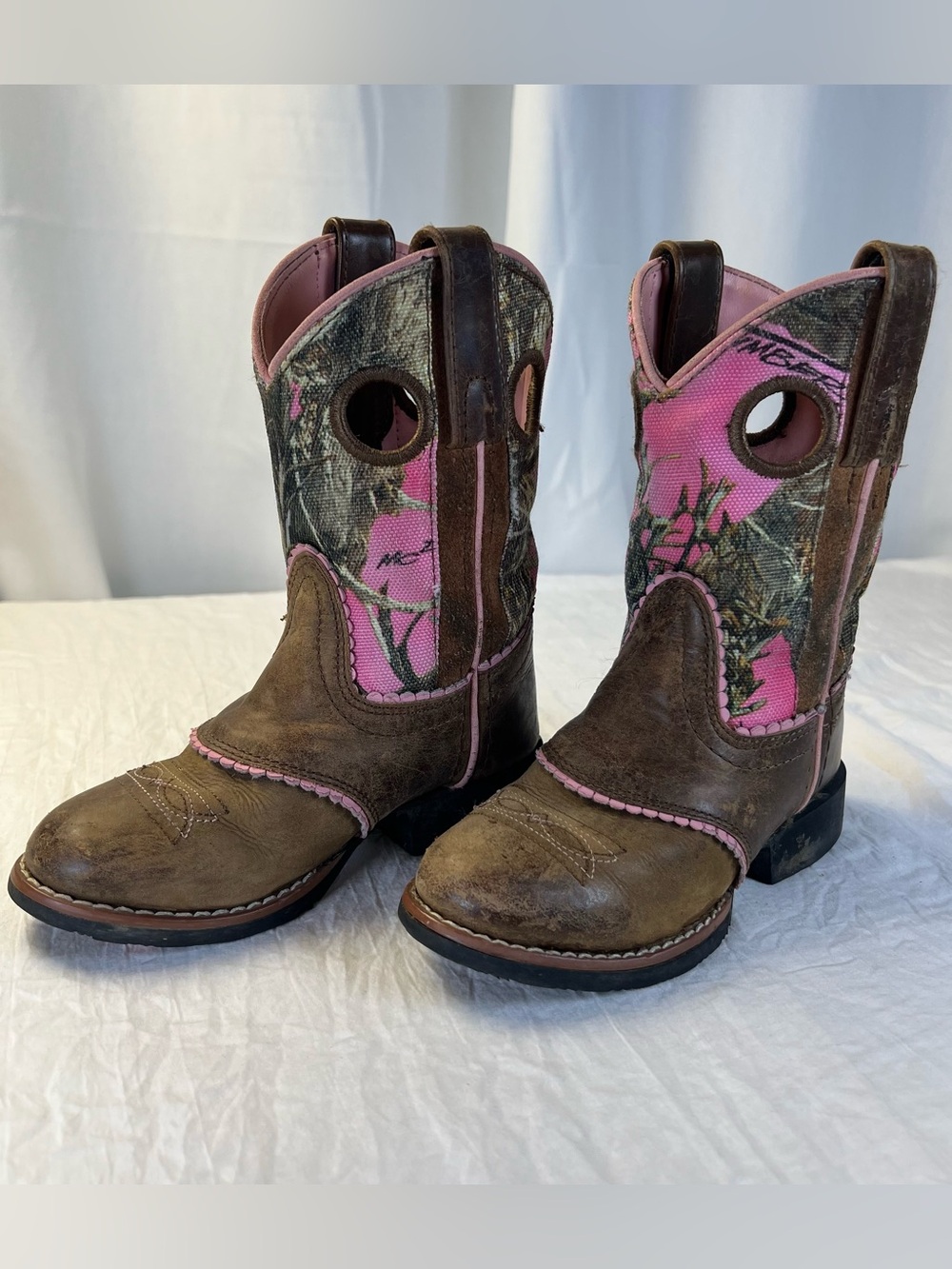 Smoky Mountain Little Girls sz9.5 Pink Camo & Brown Western Boots Style# 3468C